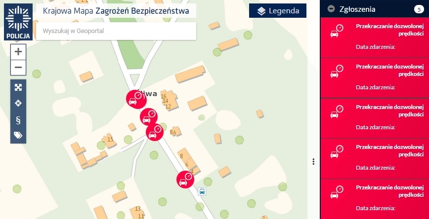 Miejscowość Śliwa w gminie Zalewo na Krajowej Mapie Zagrożeń Bezpieczeństwa.
