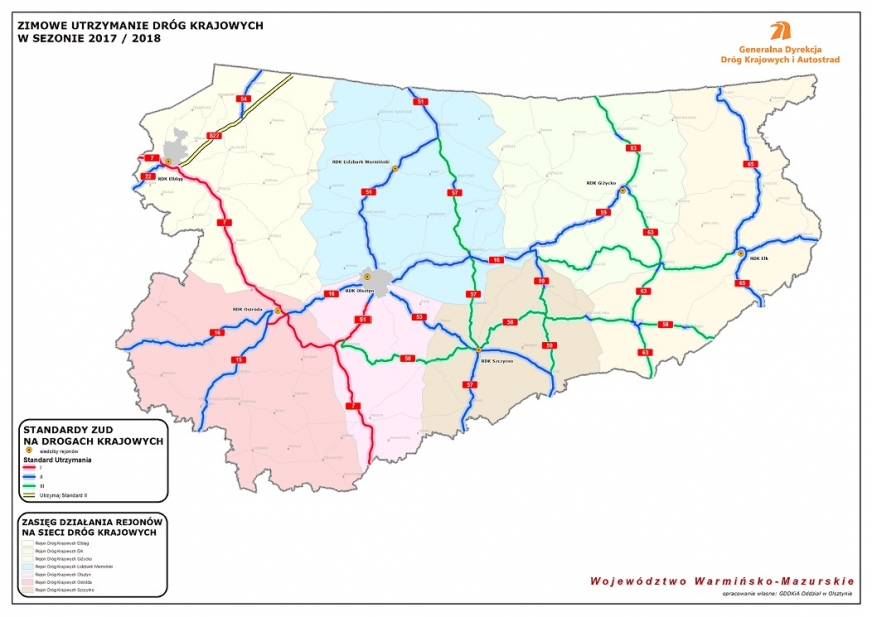 Mapa standardów ZUD - zimowego utrzymania dróg.