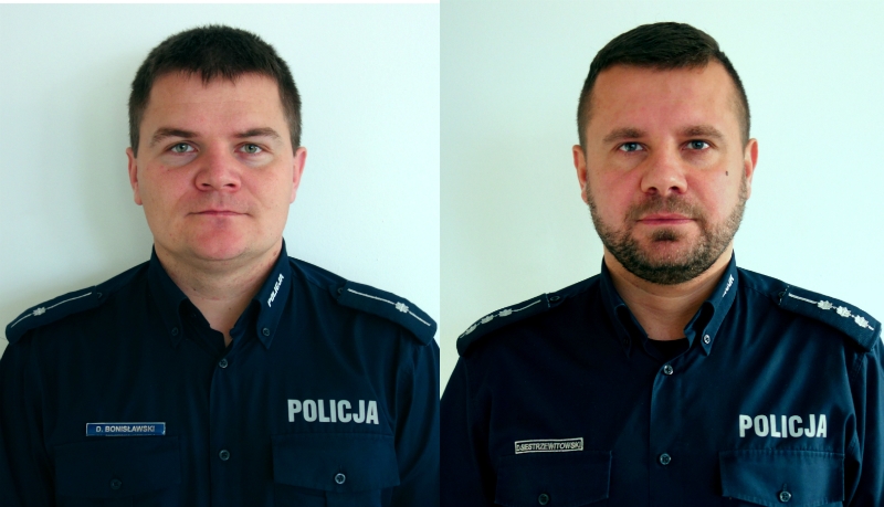 Od lewej: iławscy dzielnicowi mł. asp. Daniel Bonisławski i st. asp. Dominik Siestrzewitowski.