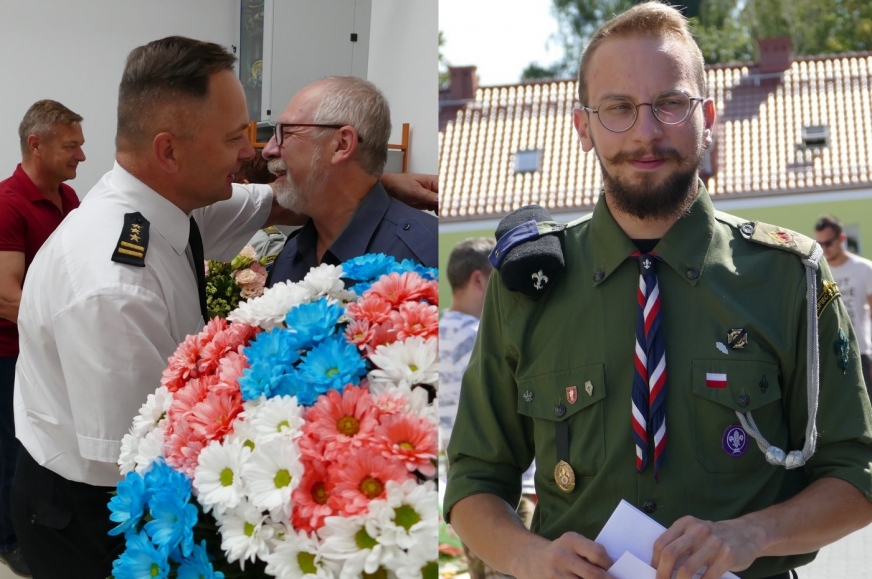 Hm. Maciej Marciniak (po lewej) przekazał pałeczkę młodym. Nowym komendantem iławskiego hufca został phm. Piotr Jakimowicz.