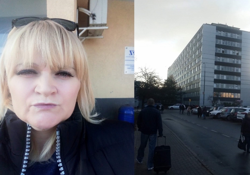 Ewelina Płotkowska i szpital, gdzie mieszkanka Rudzienic przechodzi niezbędne przed przeszczepem dokładne badania.