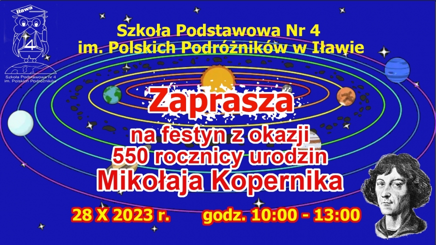 Festyn z okazji 550. rocznicy urodzin Mikołaja Kopernika odbędzie się w iławskiej szkole 