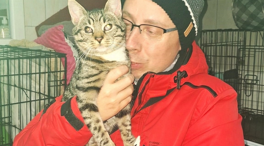 Na zdjęciu z wolontariuszem, Panem Tomaszem Klattem.