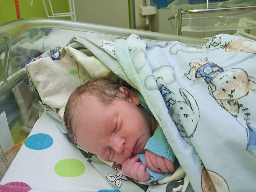 Nikodem Jelonek - pierwsze dziecko urodzone w Iławie w nowym, 2024 roku.