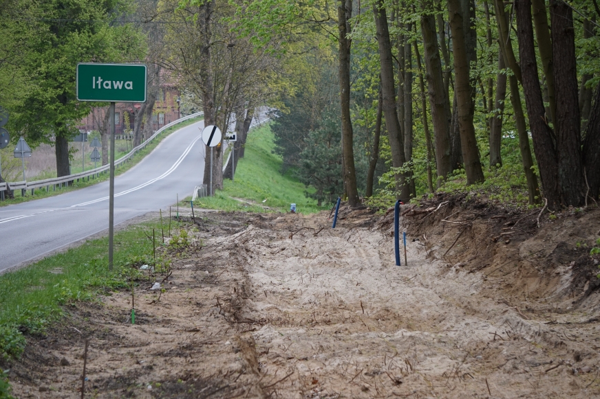 Tu obecnie kończy się budowa ścieżki rowerowej Wikielec - Iława