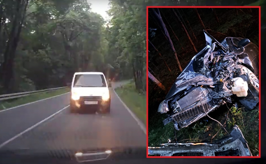 Ostatnie sekundy przed czołówką, której pokrzywdzony kierowca nie miał szans uniknąć... Jest nagranie WIDEO z czołowego zderzenia dwóch aut na trasie Tyrowo-Wirwajdy.