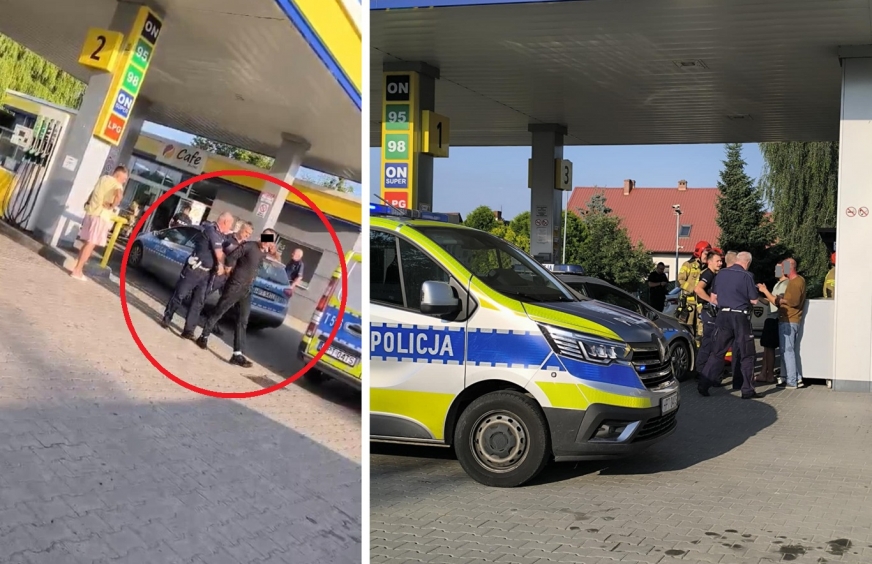 Burda obcokrajowców. Szokujące sceny rozegrały się w sobotni poranek na stacji paliw w Nowej Wsi pod Iławą!