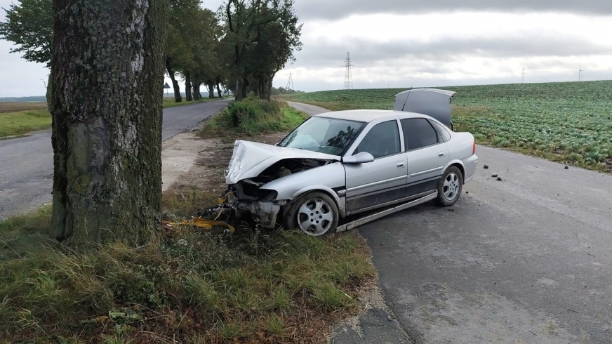 Nietrzeźwy kierowca nad ranem rozbił opla, uderzając w przydrożne drzewo.