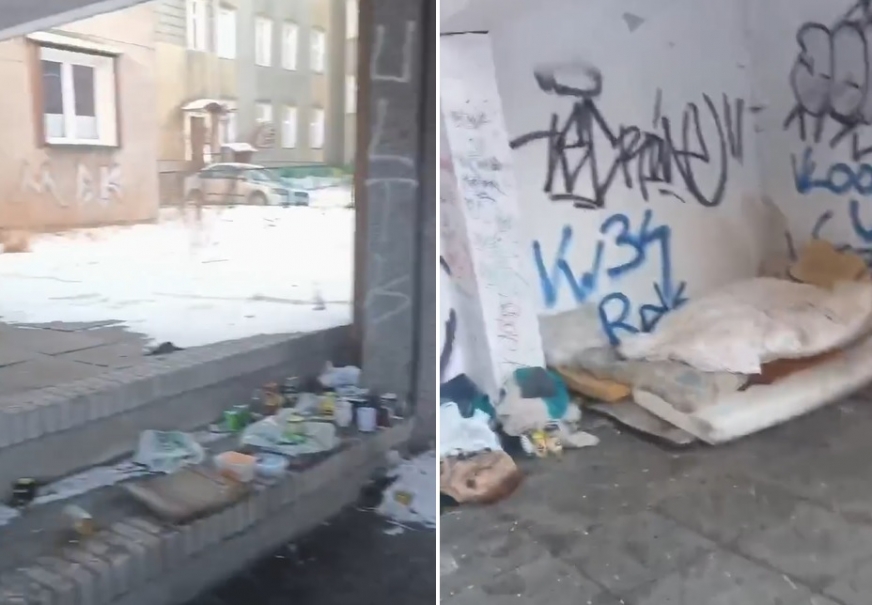 Miejsce, gdzie 47-letni Piotr O. miał w ostatnim czasie spać na mrozie.