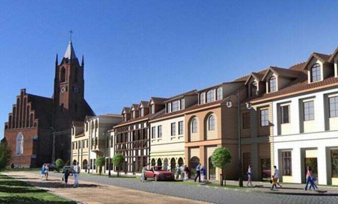 Czy tak będzie kiedyś wyglądać pierzeja kisielickiego rynku? Tę wizualizację zaprezentowano na forum samorządu w Kisielicach kilka lat temu. Należy ją traktować poglądowo.