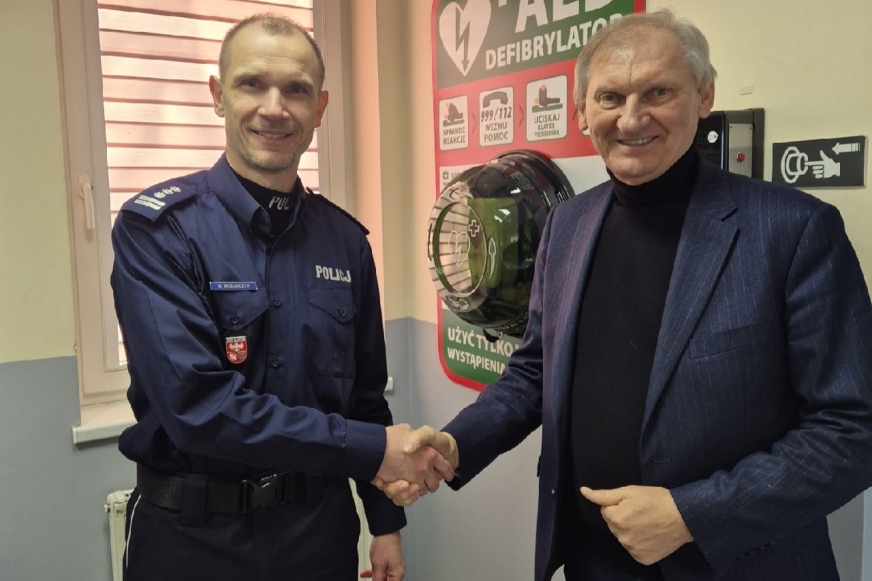 Na zdjęciu Wójt Gminy Iława Krzysztof Harmaciński i Komendant Powiatowy Policji w Iławie insp. Mirosław Mozarczyk.