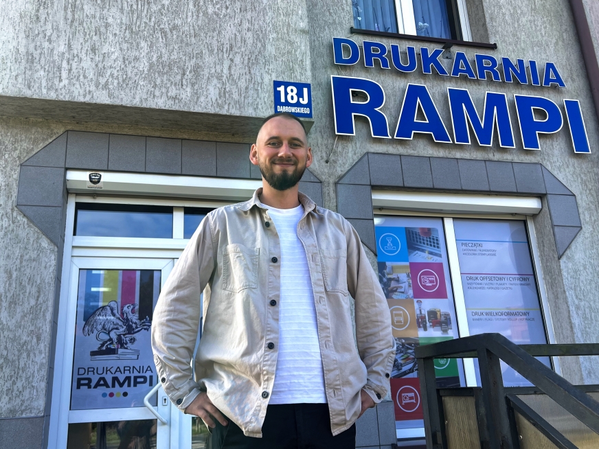 Mateusz Rykaczewski, właściciel rodzinnej drukarni Rampi z Iławy