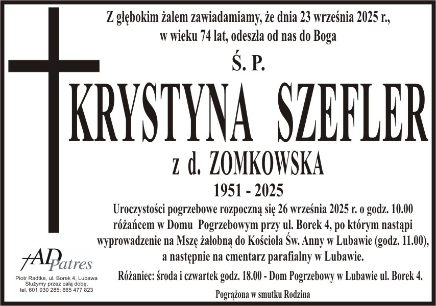 Krystyna Szefler z d. Zomkowska